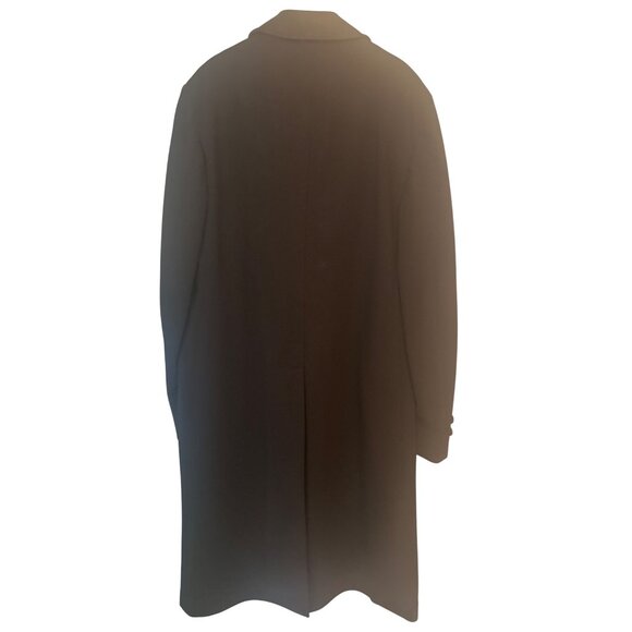 Vintage 70s Sears Mens Store Black Overcoat 42L The Traveller Knit Classic Long - Picture 2 of 6